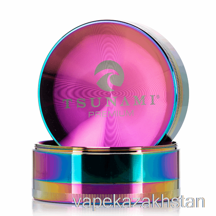 Vape Disposable Tsunami 3.9inch 4-Piece Sunken Top Grinder Rainbow (100mm)